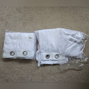 NWT - Set Of 2 - White Layered Room Darkening Thermal Grommet Curtain Panels